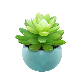 手绘绿色PNG多肉植物