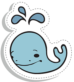 幼儿卡通喷水的蓝鲸