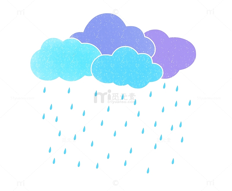 谷雨手绘雨水下雨云朵卡通