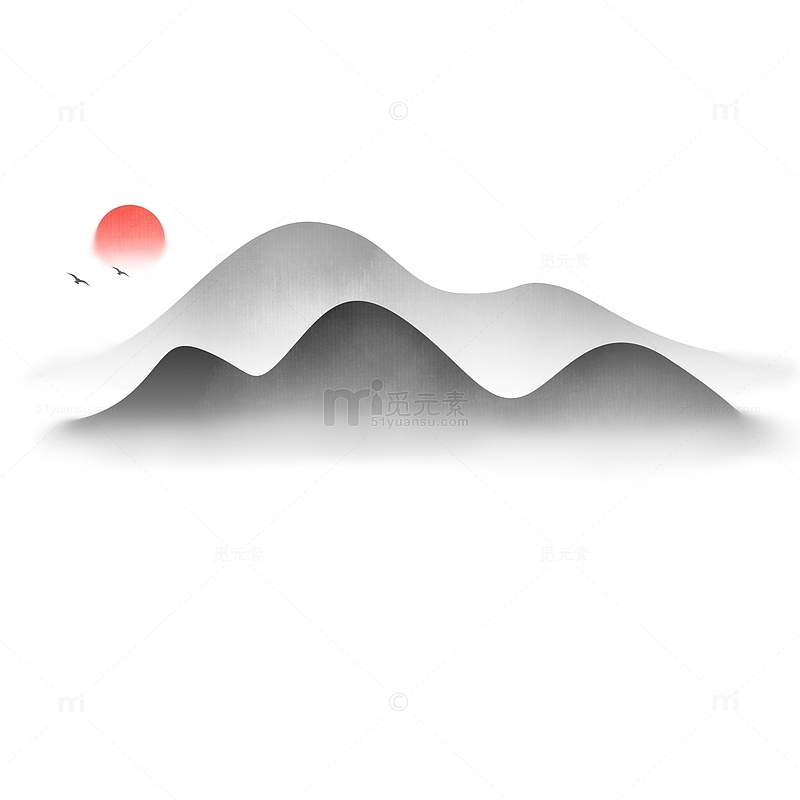 中国风手绘水墨风景山水徽派建筑 16