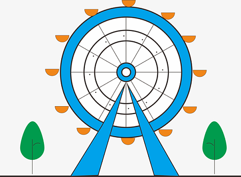 png手绘卡通背景psdjpg游乐园摩天轮插画矢量素材png简约摩天轮卡通