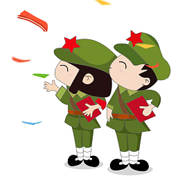 卡通军装人物插画图