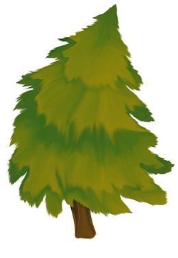 手绘柏树——植树节免扣素材