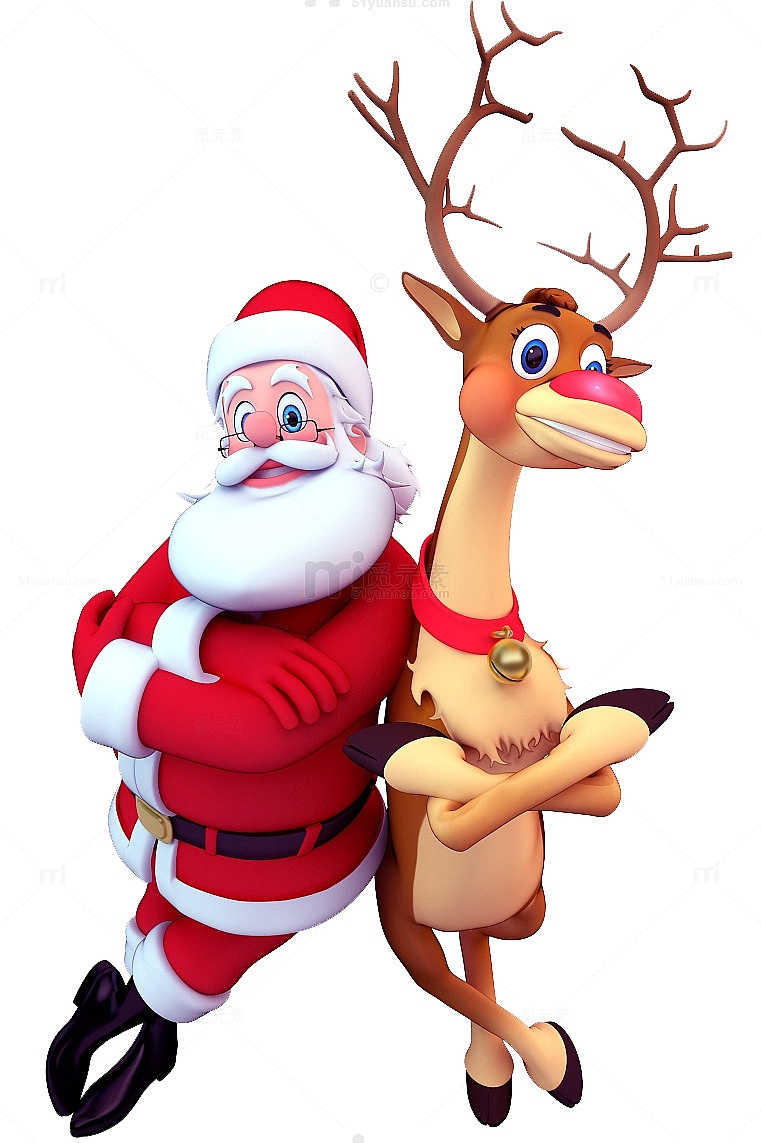 圣诞老人与可爱的驯鹿