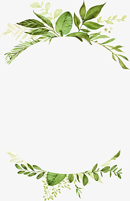 淡雅的手绘绿色植物边饰