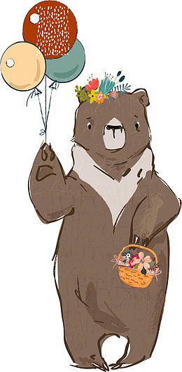 拿着气球的棕色小熊