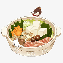 砂锅麻辣烫卡通手绘