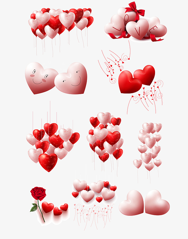 情人节爱心气球矢量图形