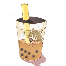 手绘卡通可爱珍珠奶茶