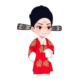 手绘京剧人物男孩
