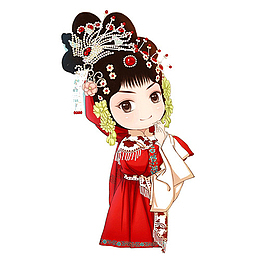 手绘卡通京剧人物女孩