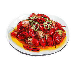 装在盘李的小龙虾