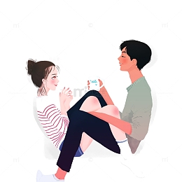 情侣插画元素图
