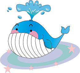 蓝色卡通手绘小鲸鱼