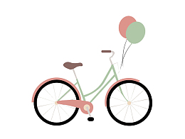 手绘卡通情人节表白季自行车元素免扣