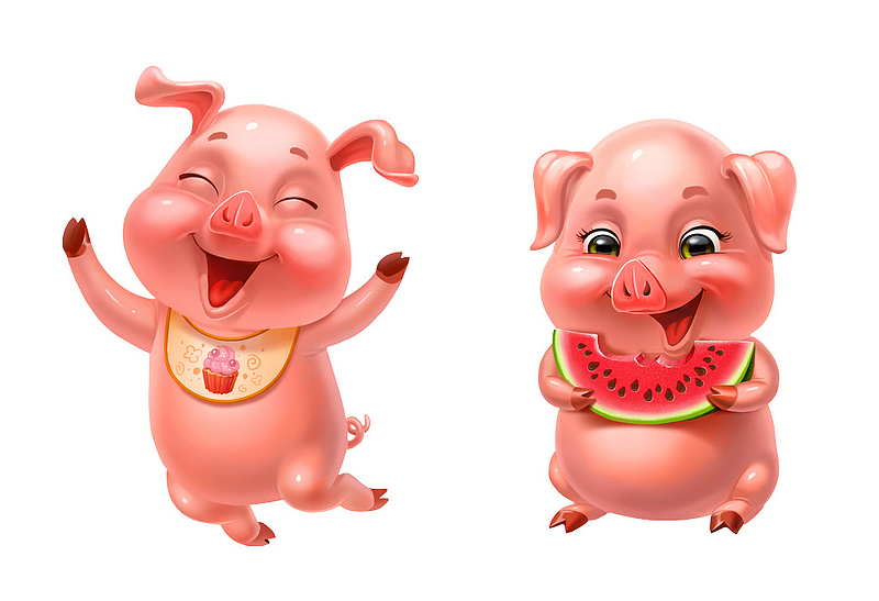 2只小粉猪猪