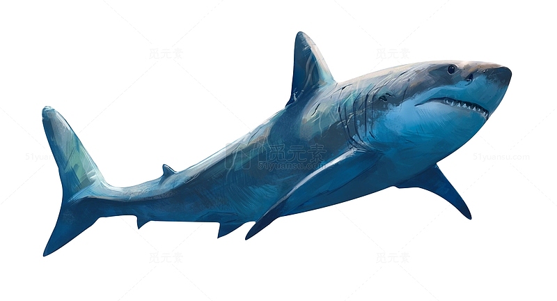 鲨鱼 大海 卡通 蓝色 插画