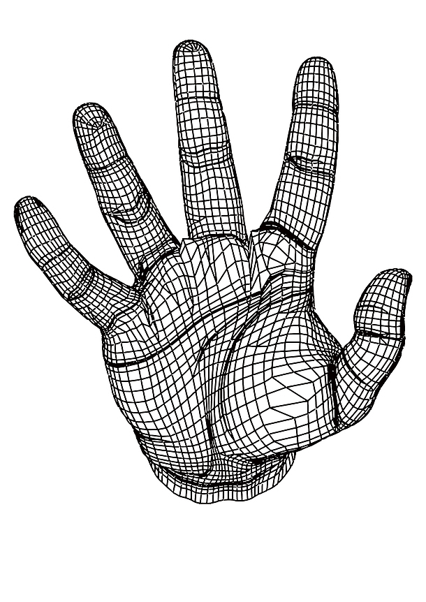 手绘几何线条手掌设计元素