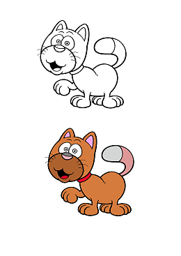 手绘彩色猫咪图像