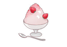 手绘卡通可爱夏天草莓刨冰元素免扣