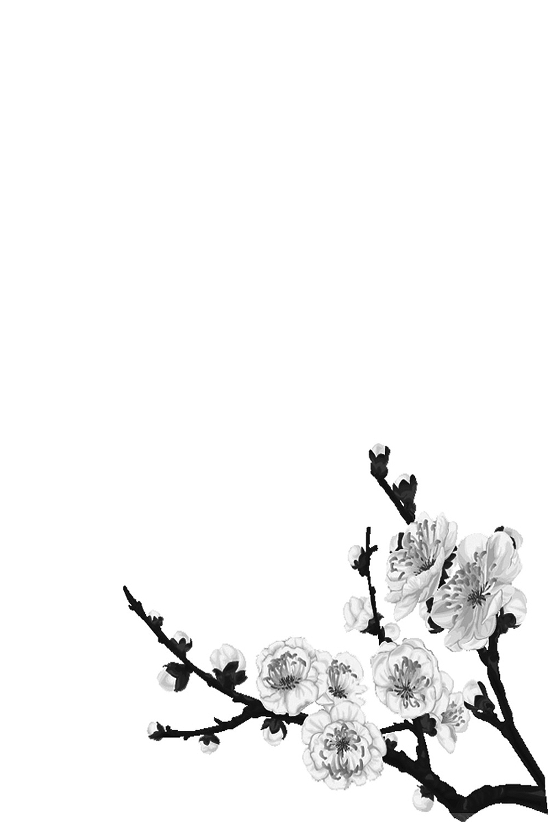 水墨风花朵黑白