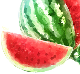 夏日西瓜切开的西瓜