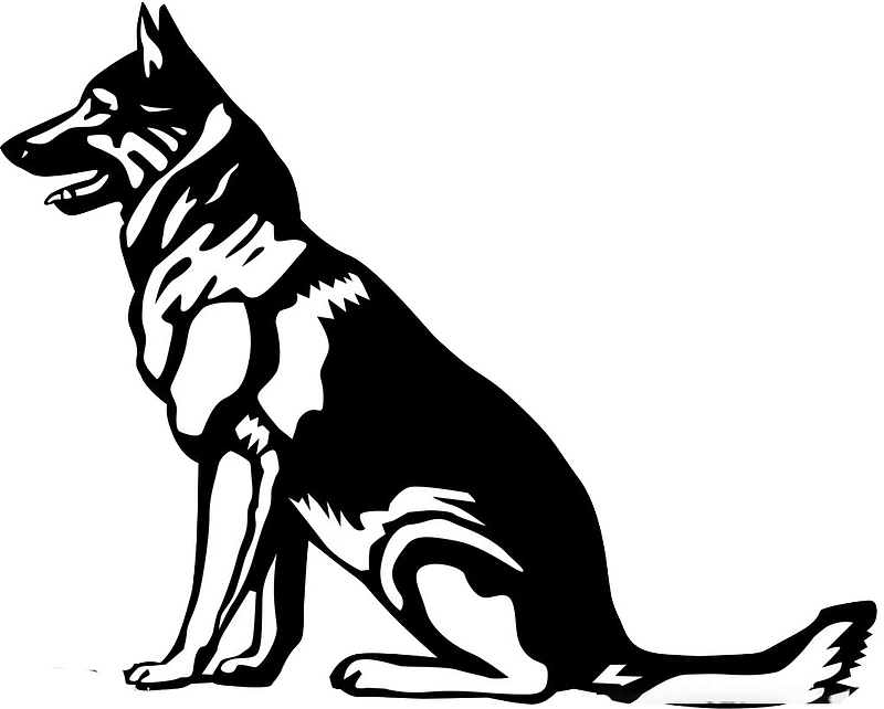 黑白画的狼狗