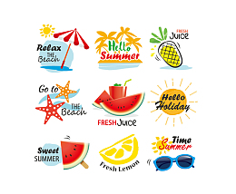 夏天水果海滩度假阳光浴