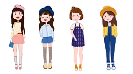 人物卡通形象女孩手绘免抠素材