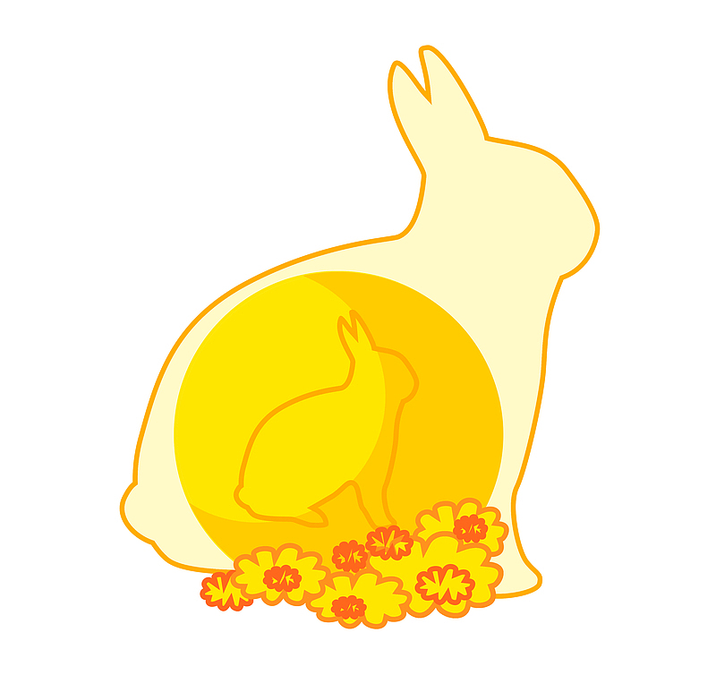 黄色中秋兔子