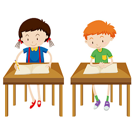 正在考试的小学生