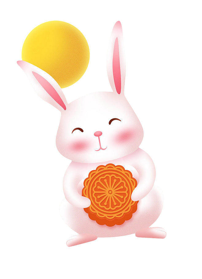 中秋节的月亮兔子与月饼