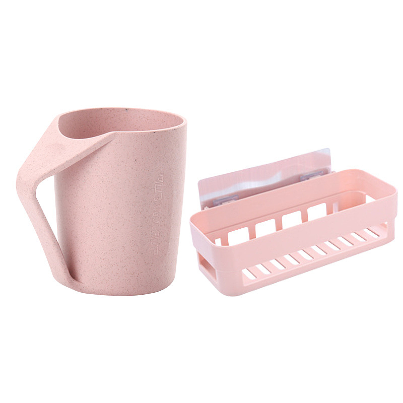粉色漱口杯和置物架