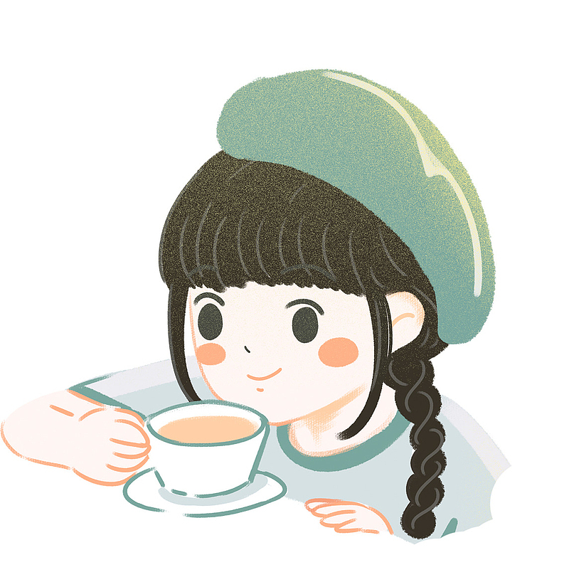 小女孩喝茶 喝饮料 喝奶茶 喝咖啡