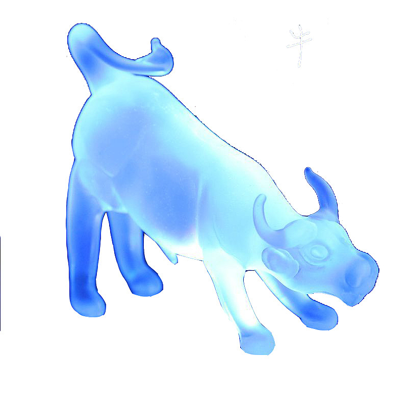 蓝色、发光、水晶牛