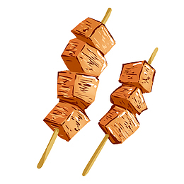 烧烤炸串可爱元素