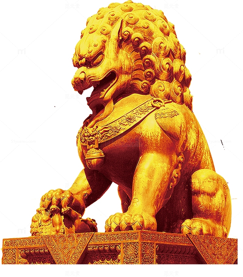 狮子 石狮子 金色石狮 国庆节素材