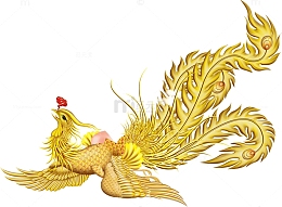 国潮金色凤凰元素