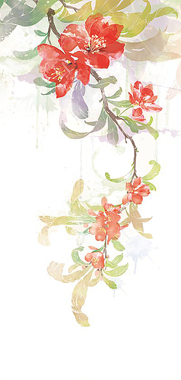 大气唯美水墨花朵元素