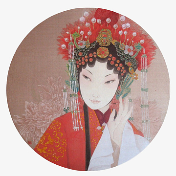 国潮戏曲人物圆形美女免抠图png中国国粹png国潮旗袍人物psdjpg国潮风