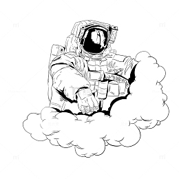 宇航员黑白手绘