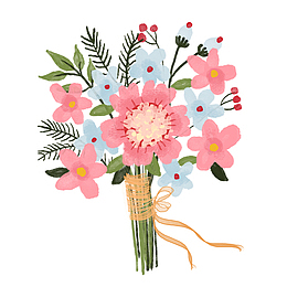 粉色系手绘捧花