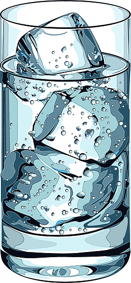 手绘加冰的水杯