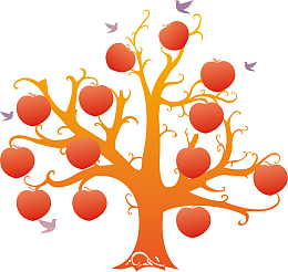 卡通红色苹果树