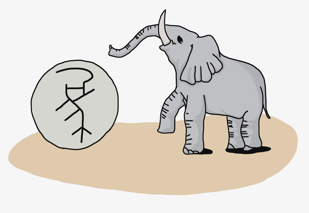 手绘卡通象形文字大象