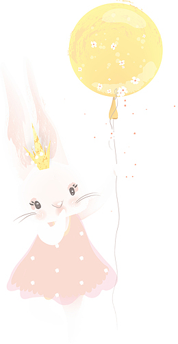 手绘兔子拿气球