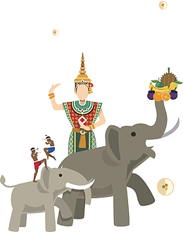 卡通东南亚大象