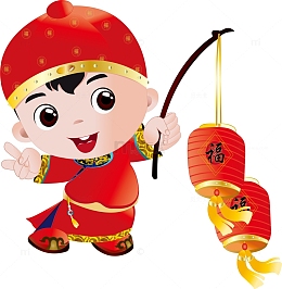 福娃恭喜发财打灯笼