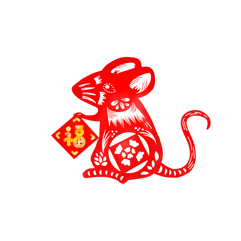 中国风红色鼠年剪纸