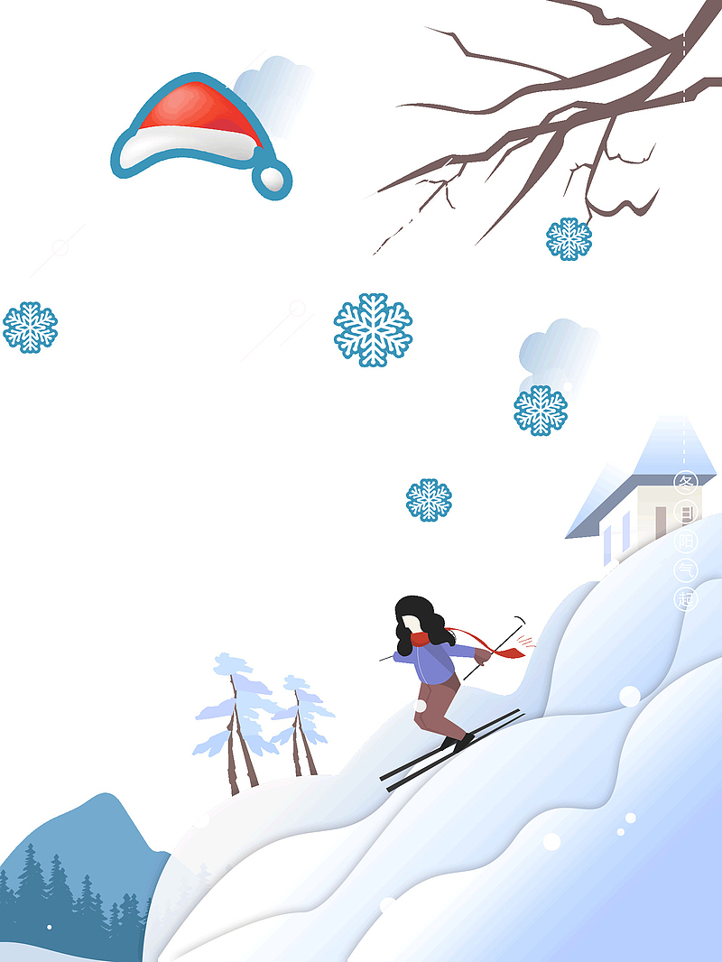 冬日遇见小女孩滑雪